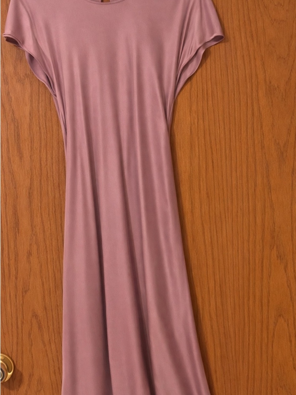 Fifteen Twenty Silk Maxi Dress Mauve Stretch Short Sleeve Elegant